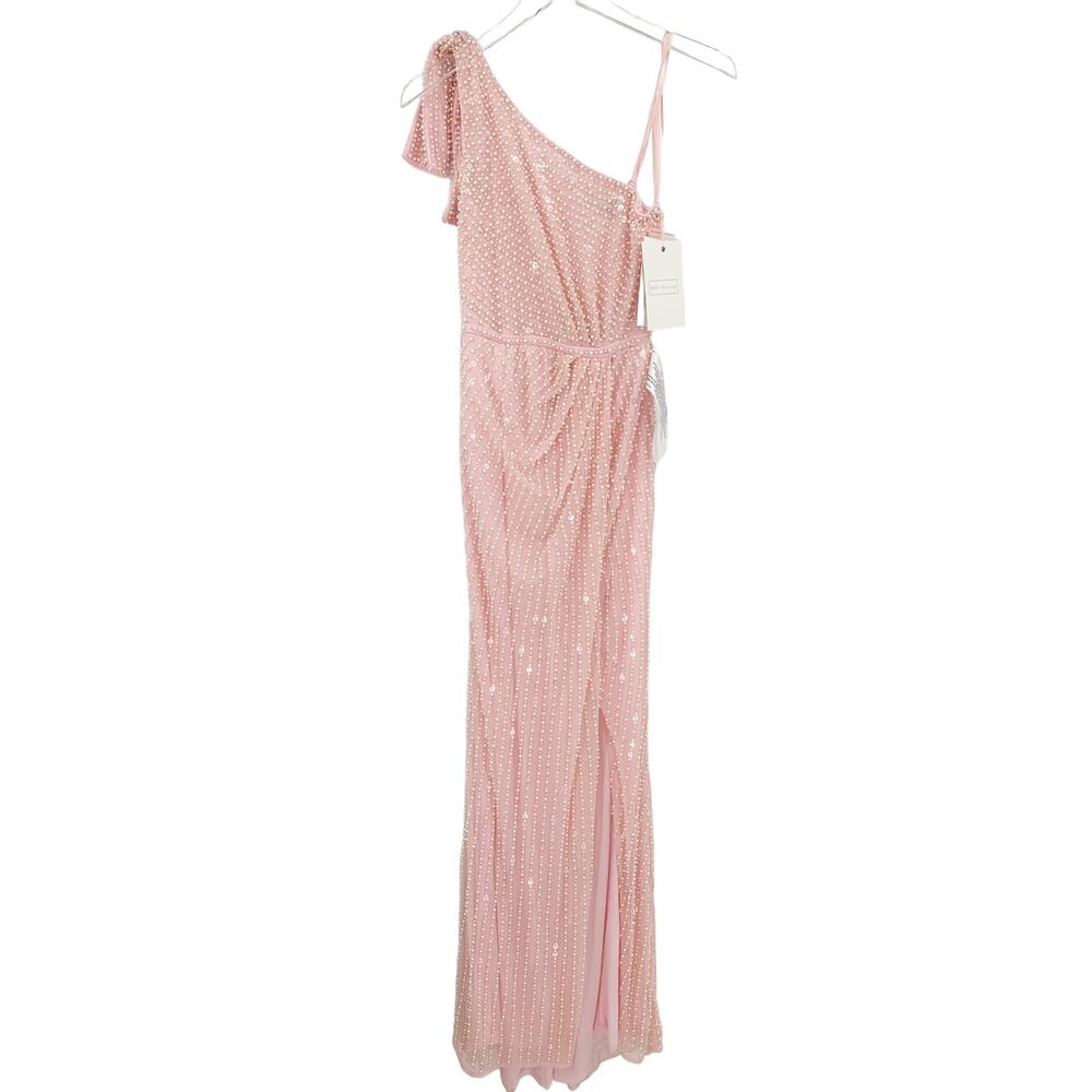 MAC DUGGAL Dress Size 2 Evening Gown Pearl Beaded Pink One Shoulder NEW - Picture 4 of 7